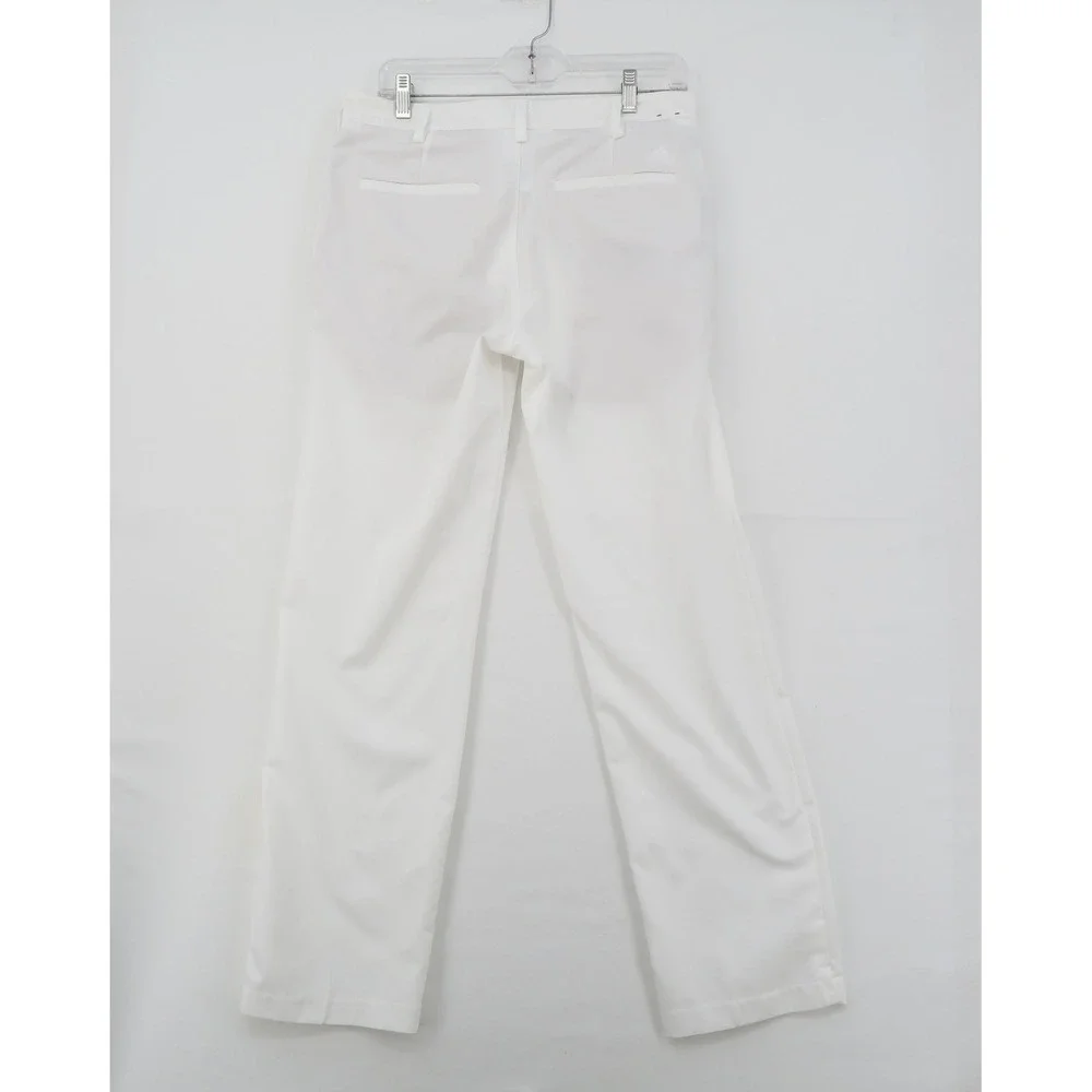 Adidas Mens White Golf Pants Flat Front Performance Trousers 30x30
